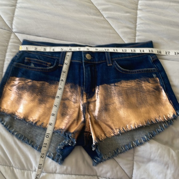 L'AGENCE womens blue denim gold metallic Zoe Le Vintage shorts size 26 NWOT - Picture 5 of 8
